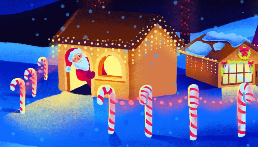 Illustration of elf village